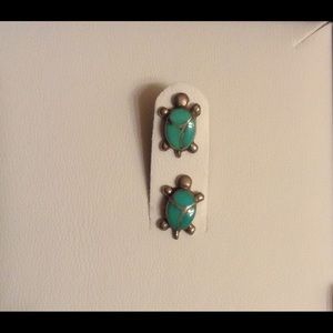 Turtle turquoise stud earrings